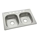 Sterling 14633-3F-NA Middleton 33-inch by 22-inch Top-mount Double Equal Bowl Kitchen Sink, Stainles