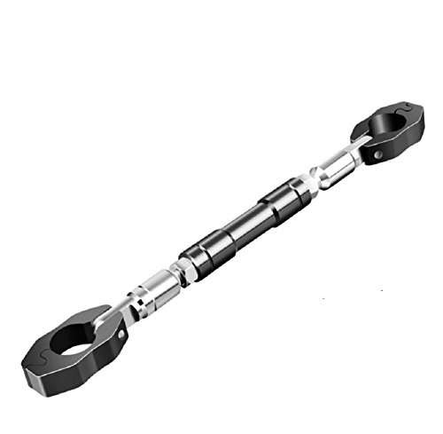 カッコイイ おしゃれ バイク ハンドル ブレース バー 汎用 アルミ ワンポイント 剛性 (ブラック)