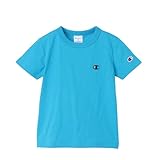 [チャンピオン] 綿100% Tシャツ キッズ 半袖 丸首 綿100％ COTTON USA ワンポイントロゴ刺繍 ショートスリーブTシャツ ベーシック CK-Z301/CK-Z301Z アクアブルー 140