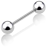 [From da Phactory] フロム ダ ファクトリー サージカルステンレスシリーズ ストレートバーベル 軟骨ピアス (18G,シャフト14mm,ボール3mm,メタルカラー ステンレスシルバー)
