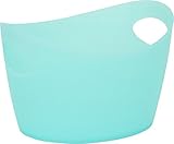 不二貿易 プラスチック収納ボックス 幅12×奥行9.5cm オーバル ライトブルー 23933