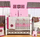 Damask Pink/Choc 9pc Crib Set by Bacati