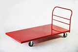 業務用台車 平台車 大型台車 スチール台車 重量台車　耐荷重900kg レッド 1830x920mm