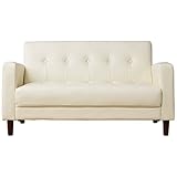 アビライト 大川家具 シンプルスタイル 2人掛け レザーソファ アイボリー SKT-0004