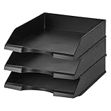 書類トレー A4 白 積み重ね可能 (黒3段)