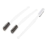 uxcell ワイヤーブラシ　プラスチック　ステンレス鉄製　18cm長さ 3個　ホワイト　シルバートーン