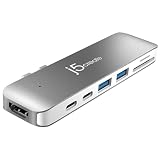 j5create 7 in 1 USB-C ハブ マルチポートアダプター, Type-C ドングル, 100W 充電, 4K HDMI, USB3.1 Type A x 2, SD/Micro SD ポート Thunderbolt 3ポート オーディオジャック Mac, MacBook Air/Pro M4/M3/M2/M1 用 (JCD382)