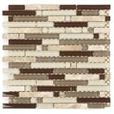 ICL H-288 Marble Glass Mix Tile, 12 x 12 Sheet, 11 Sheets Per Box, Brown