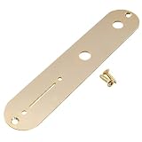 Musiclily Pro 32mm スチール製 テレキャスター用コントロールプレート ナローポットホールタイプTele TLエレキギター用、ゴールド