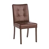 ダイニングチェア リビングチェア 【2脚組】座面高43cm 張地：合成皮革 合皮 木製脚 『デリカ』 ブラウン