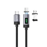 日本の中小企業 MSL FORCE USB-C 変換用ケーブル Type-C to lighting マグネット吸着 27W 60W PD 480Mbps 急速充電 f67 f68 デジタル表示タイプ [2m]