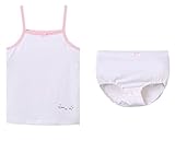 キャミソール＆ショーツ キッズ 女の子 2点セット ジュニア 可愛い ペアインナー リボン インナー 子供 女児 下着 綿 肌触りがいい (ホワイト, 100)