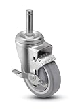 Shepherd Institutional Series 5 Diameter Precision Bearing TPR Wheel Swivel Caster with Tread Brake 