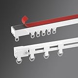 B3B4 粘着式カーテンレール｜工具不要・取付簡単・天井付け/横付け対応・切断可・直角コーナー用パーツ選択可｜浴室・出窓・小窓・バルコニー・二段ベッド・クローゼット間仕切り対応・賃貸OK｜直線-天井付け-1.2m(0.3m*4本)