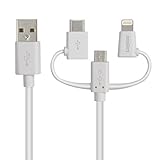 ロジテック USBケーブル 3in1【 ライトニング /USB Type C /マイクロUSB】 0.3m ホワイト LHC-AMBLCAD03WH