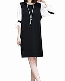 (マーシェル) Marshel マタニティ ワンピース お出かけ用 長袖 ひざ丈 かわいい おしゃれ シンプル ブラック L