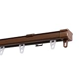 グラムスタイル カーテンレール 伸縮 角型 0.6-1.0m シングル 天井付け 正面付け 兼用 木目調 おしゃれ ブラウン