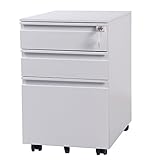 (OSJ)キャビネット 3段 A4対応 鍵付き キャスター付き (ホワイト)