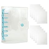 シール帳 透明 A7 ミニ バインダー クリア 6穴 収納 推し活 プリ帳 レフィル 10枚 女の子 トレカ はがせる 手帳 男の子 (ブルー, A7)