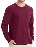 [KEFITEVD] 長袖tシャツ メンズ 大きいサイズ カジュアル 無地 綿 ゴルフウェア 吸汗速乾 薄手 インナーシャツ ゆったり ロンティー 部屋着 男性用 秋冬 ワインレッド 3XL