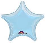 loonballoonライトベビーブルーStar Shaped 19 "明るいメタリックShiny Plain Mylar Foil Balloon