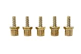 ノーブランド品　ニューブラス　銅管継手　フィットチューブ内径１/４" 　ホース継手　スレッド３/８" Male NPT　　５個入り