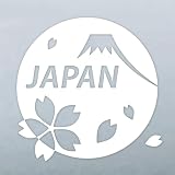 JAPAN 桜 富士山 日本 ステッカー スーツケース キャリーバッグ 取り間違い防止 紛失防止 車 カッティングシート おしゃれ (ホワイト, 9cm×9cm)