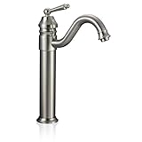 Wovier Brushed Nickel Waterfall Bathroom Sink Faucet,Single Handle Single Hole Vessel Lavatory Fauce