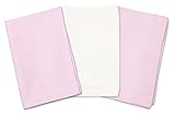 3 Toddler Pillowcases - 2 Pink and 1 White - For Pillows Sized 13x18 and 14x19 - 100% Cotton With So