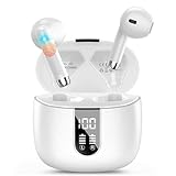イヤホン bluetooth ワイヤレス【2026最新ブルートゥース イヤホン】Bluetooth5.4 ENC通話ノイズキャンセリングHiFi音質 ブルートゥースイヤホン 長時間再生 自動ペアリング 最大40時間再生タッチコントロール LEDディスプレイ Type-C充電 IPX7防水HiFi小型/軽量 iOS/Android適用 WEB会議通勤/通学/音楽/ゲーム ホワイトヘッドフォン