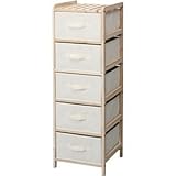 キャスター付きチェスト/タンス(リリー ワゴンチェスト) 5段 木製(杉) LFS-375NA ナチュラル