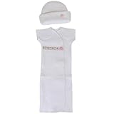 【未熟児】【低出生体重児】【早産児】【NICU】用 ベビー服：半袖ドレスオール 帽子付き ローズリボン （肩開き） 1360ｇ～2700ｇ