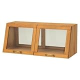 カウンター上ガラスケース(キッチン収納/スパイスラック) 木製 幅60cm×奥行25cm 取っ手/引き戸付き MUD-6067NA ナチュラル