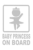 Lumierechat 車 赤ちゃん シール 乗車中 Princess on Board プリンセス ステッカー 外貼り (Baby Princess on Board, ホワイト)