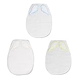 Minizone 汗取りパッド ベビー 赤ちゃん 4重 ガーゼ 綿100% 天使の羽 出産祝い 3枚セット (L, 3枚セット (男の子))