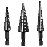 ステップドリル 2/3本セット 4-22mm 3-13mm/4-20mm 4-12mm 3-12mm チタンコーティング スパイラル HSS鋼4241板金用六角チタンコーンドリルビットホールカッター 六角轴スパイラル (2本セット4-22mm 3-13mm)