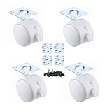 貼るだけキャスター（すべてブレーキ付き）後付け 強力両面テープ＆ネジ付き 交換タイヤキット DIY家具の交換キット 粘着テープ式キャスター 木材やタイルなど床に適用 (ホワイト40mm, 4個入り)