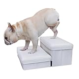 monozu 収納できるドッグステップ 犬 階段 2段 折りたたみ 滑り止め 小型犬 中型犬 犬の階段 ペット 犬 ステップ スエード生地 軽量 ペット用品 (アイボリー)