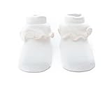 春秋 綿 ベビー ソックス 靴下 新生児用ソックス 可愛い 柔らかい キクラゲレースソックス 赤ちゃん 出産祝い (S, ホワイト)