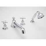 Rohl U.3738X-EB Perrin and Rowe Deck Mount Tub Filler Faucet with Metal Cross Handle, English Bronze