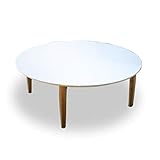 ACA 北欧 リビングテーブル 折れ脚 円形 座卓 ちゃぶ台 (ホワイト, 120)