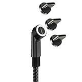 マグネット充電ケーブル usb - type c 【type Cマグネットヘッド×3】急速充電3A 充電ケーブル540度回転 (1M, ブラック, 1)