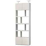 白井産業【SHIRAI】壁面収納 本棚 オープンラック リビュアル ホワイト 白 幅80cm 天井突っ張り 【2梱包】 LVA-2480DWH LVA-2480DWH