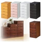 鍵付き チェスト たんす 5段 ピンク＆ホワイト