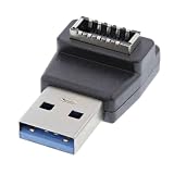 CY アダプター タイプ A USB3.0 オス - タイプ E USB 3.1 フロントパネルヘッダーメスマザーボード拡張データアダプター 90 度角度