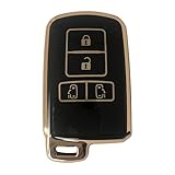 Kinotaka トヨタ車用 TPU製スマートキーケース 4つボタン 両側スライド タイプ 80系ヴォクシー ノア ハリアー60系 エスクァイア アルファード シエンタ クラウン オーリス カムリ キーカバー専用設計 アクセサリー (ブラック)