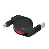オウルテック 巻取り Type-C (USB-C) ケーブル USB2.0 両引き 軽量 コンパクト 静音 1.2m ブラック/レッド OWL-CBR2AC12-BKRE