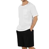 Winthome メンズ パジャマ 夏用 綿100％ 半袖 上下セット ルームウェア Tシャツ ハーフパンツ ゆったり 吸汗速乾