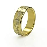 【手品 マジック】Magnetic PK Ring/磁気付き指輪 マグネットリング コインディスアピアリング 近景マジック道具 (20mm, 金 レター)