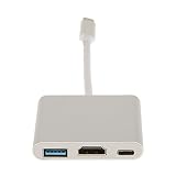 ノーブランド品　　USB 3.1 Type-C オス―HDMI USB3.0 メス　マルチポート　3出力ポート　変換アダプタ - ホワイト